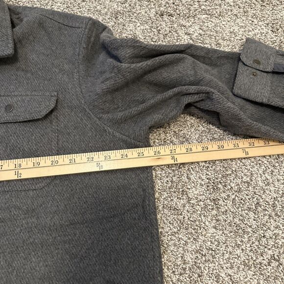 LL Bean Gray Allagash Fleece Shirt Snap Shacket Elbow Patches Men’s Large NWT - Picture 5 of 7